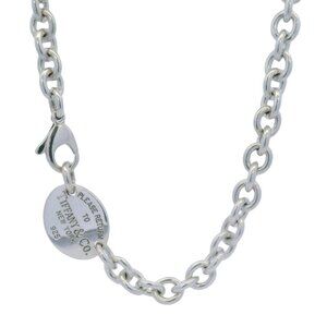 Retired Tiffany & Co 925 Silver Return To Oval Chain Collar 15" Necklace